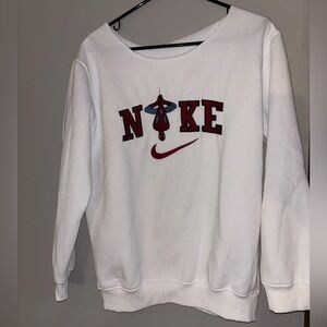 Nike White Sweatshirt with Red and Blue Accents